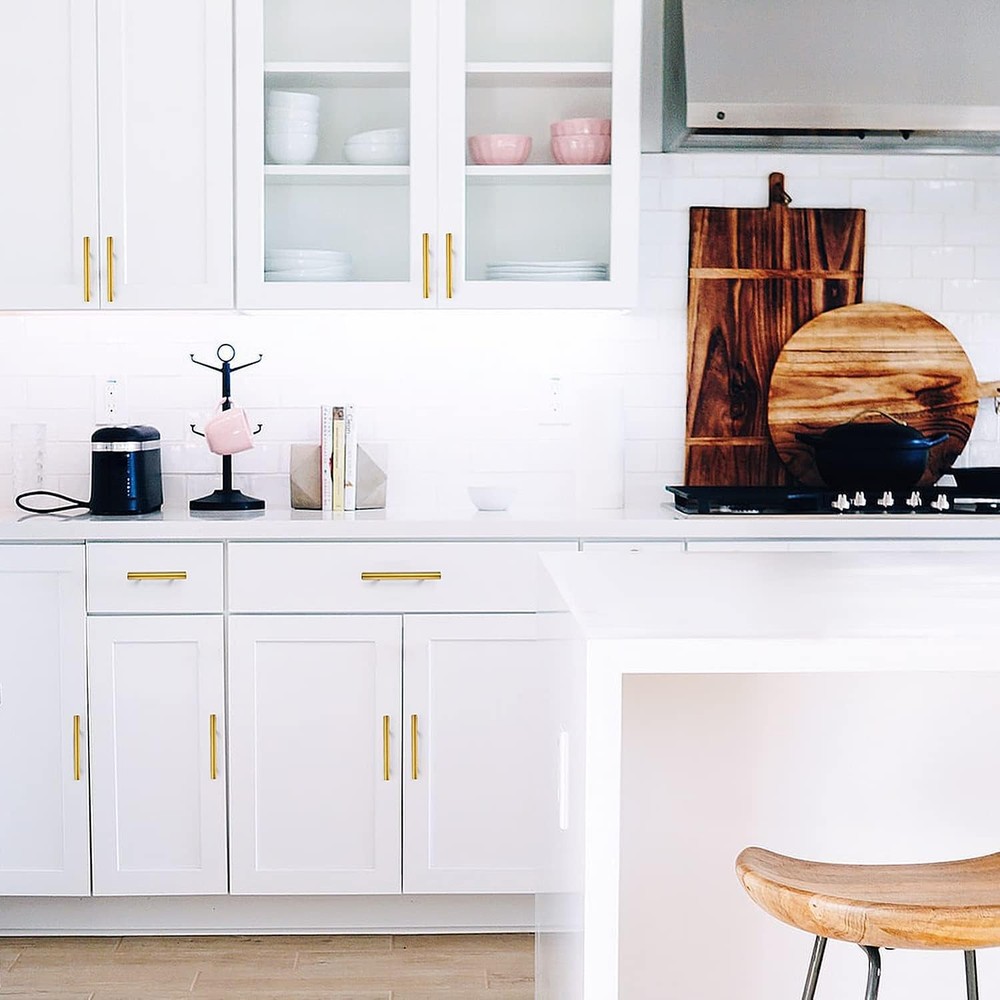 3 Pack | 5'' Cabinet Pulls Brushed Brass Stainless Steel Kitchen Drawer Pulls...