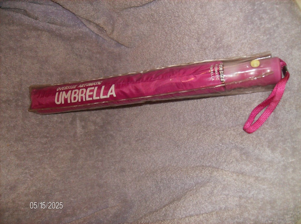 PINK UMBRELLA OVERSIZE AUTOMATIC NEW STORED YEARS #15