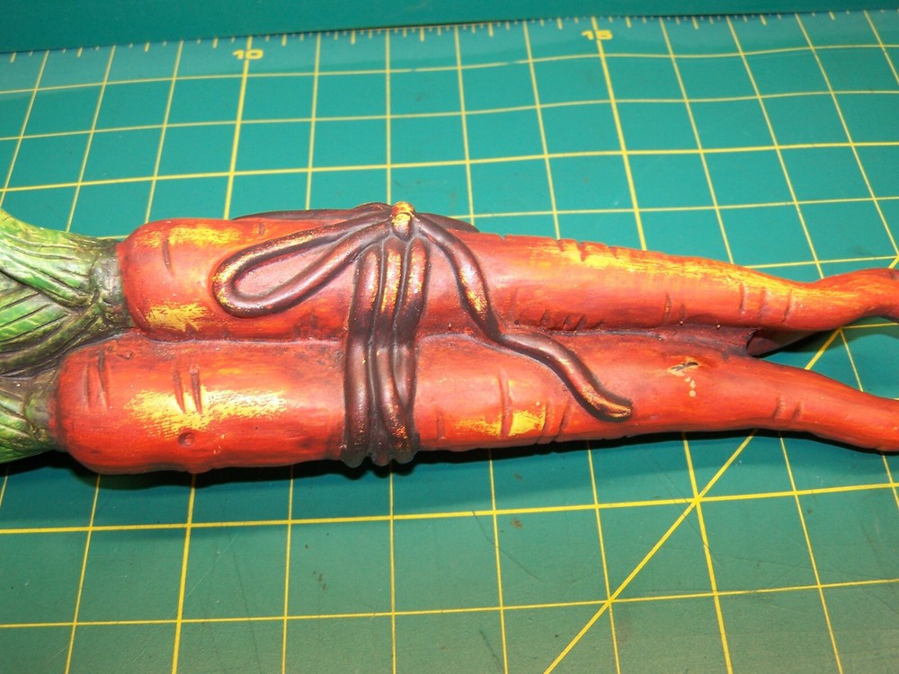 LARGE CERAMIC CARROTS HANDPAINTED ORANGE GREEN 13.5”