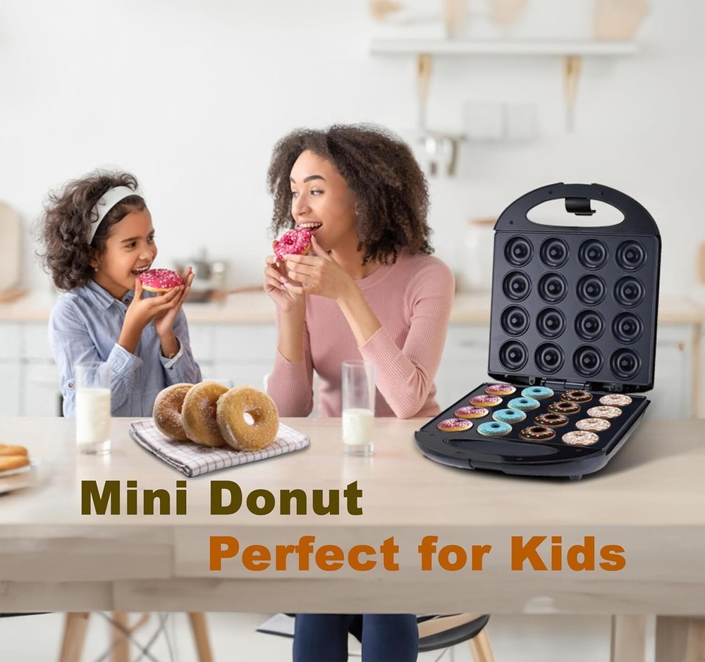 1400W Mini Donut Maker Machine Kitchen Baking for Breakfast, Snacks, Desserts