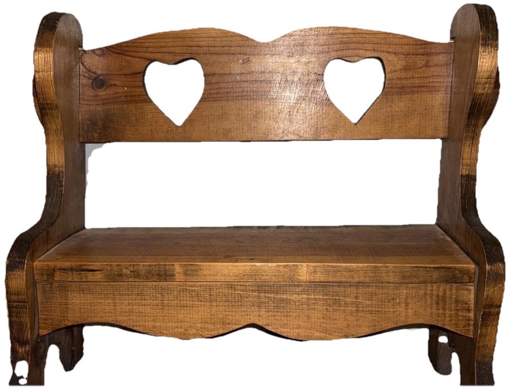 Wooden Bench Heart Cutouts