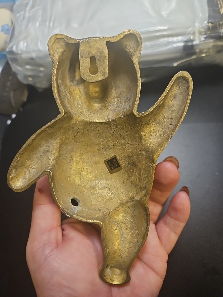 20th Century Boho Chic Brass Panda Wall Hook