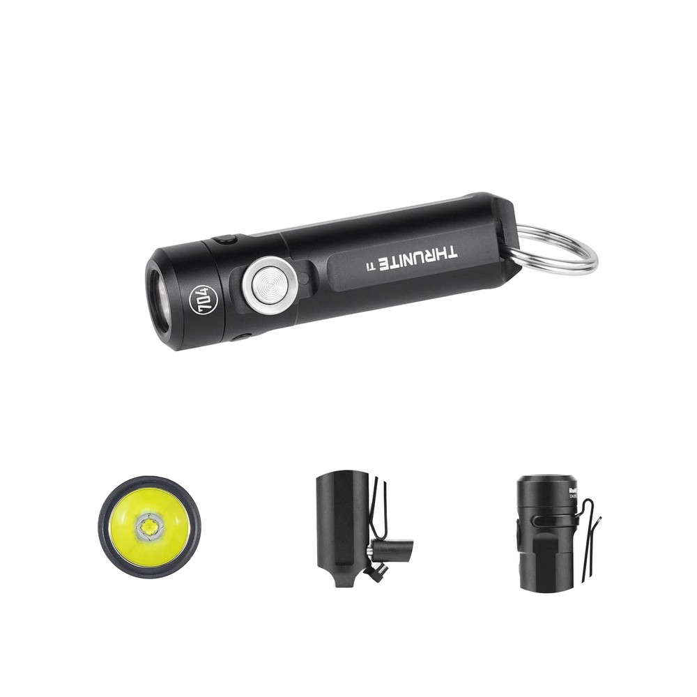 ThruNite Ti Keychain Flashlight, Customized Edition with 704 Black Cool White