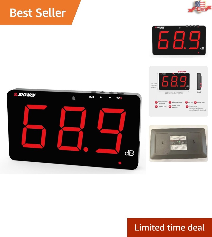 30-130dB Digital Sound Level Meter with Large Display | Noise Control Solution