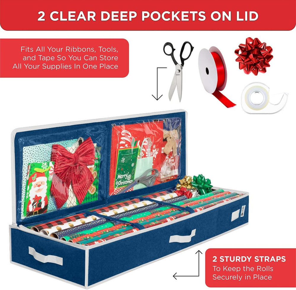 Premium Wrapping Paper Storage Container - Durable 600D Tear-Proof, Fits 27 Roll