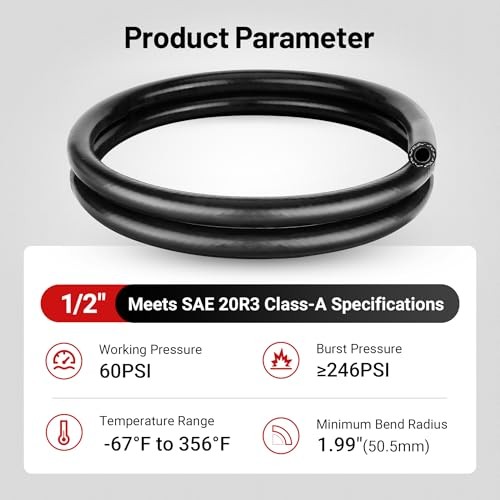 1/2" Silicone Heater Hose Radiator Coolant Hose Straight SAE J20R3 1/2 5FT