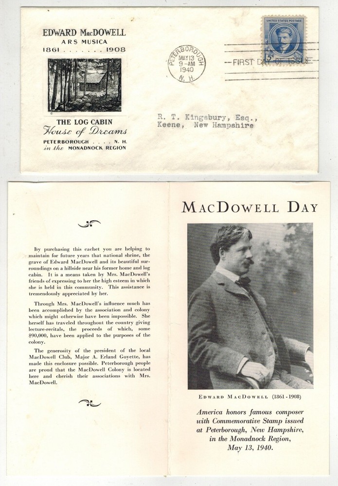 1940 FAMOUS AMERICANS 882-78 COMPOSER EDWARD MACDOWELL & INSERT FOLDER