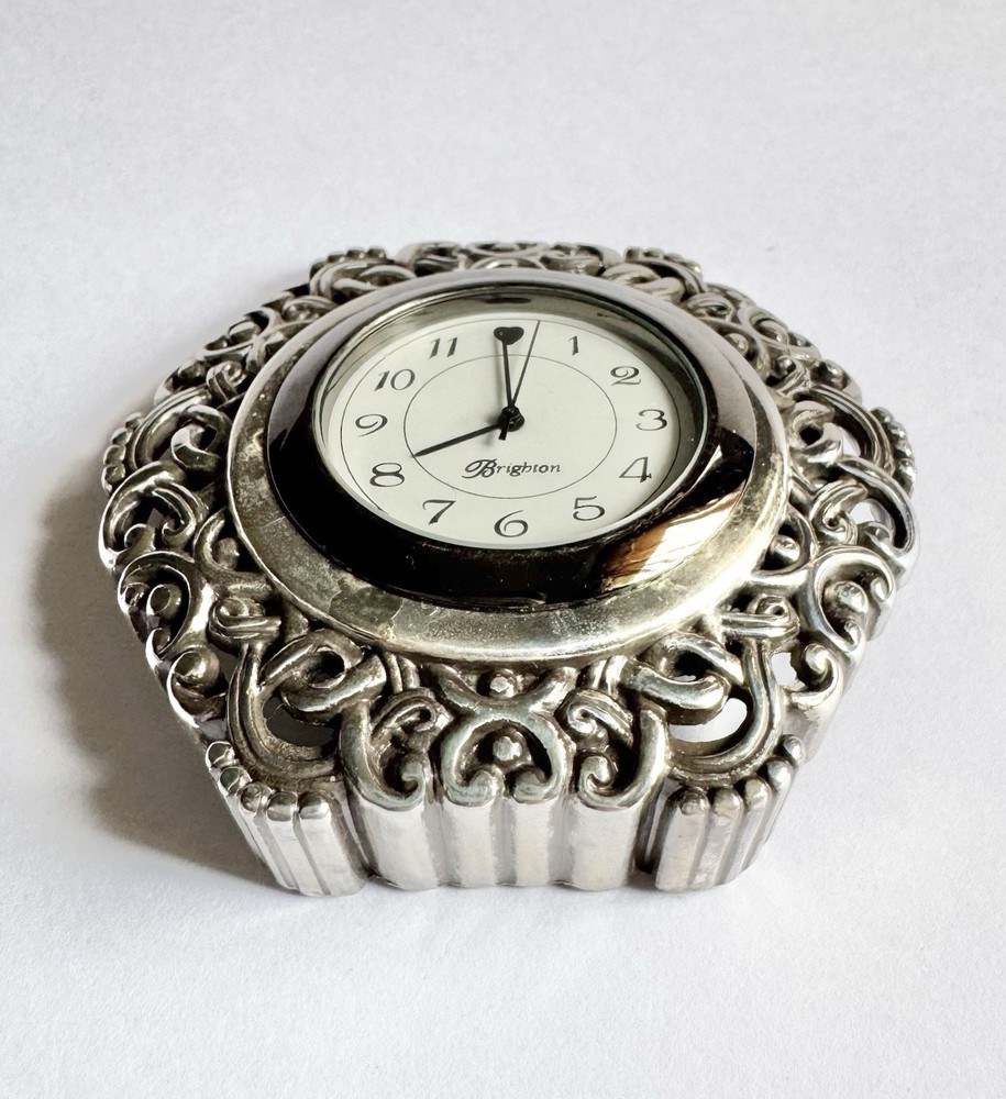 Brighton Silver Filigree Desk Clock Silcon Electronics