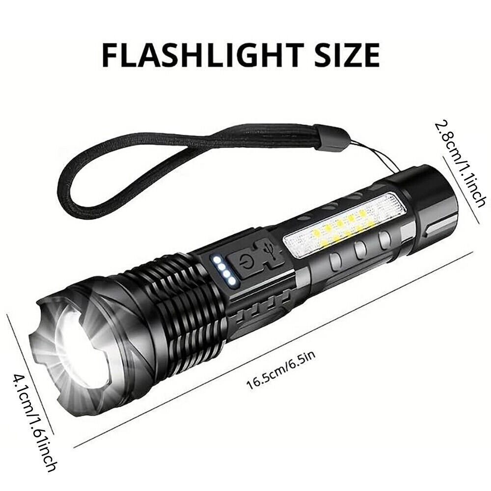2Pack USB Rechargeable LED Flashlight Zoomable for Camping Hiking & Work