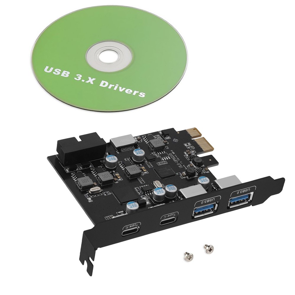 5Gbps Expansion Card For Win/Mac/Linux 2xUSB-C 2xUSB-A PCIe X1/X4/X8/X16