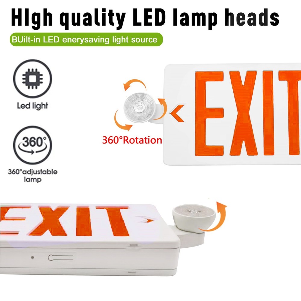 6Pack Red LED Exit Sign,UL-Listed Emergency Light -Dual Lamp ABS Fire Resistance
