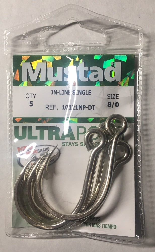 Mustad KAIJU 10121NP-DT 7X Kaiju Inline Hooks 5-7 HOOKS PER Pack Fixed S/H