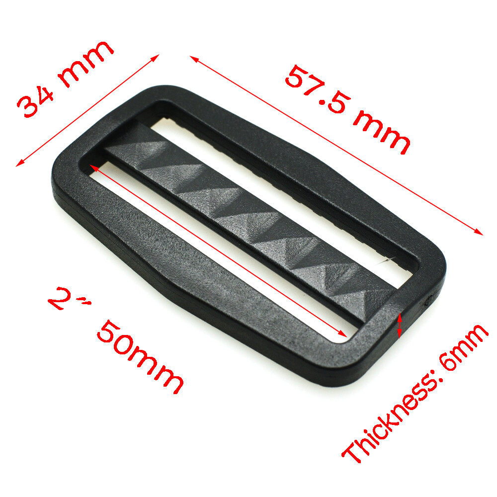 5pcs 2" Plastic Tri-Glide Slider Adjustable Buckle Black