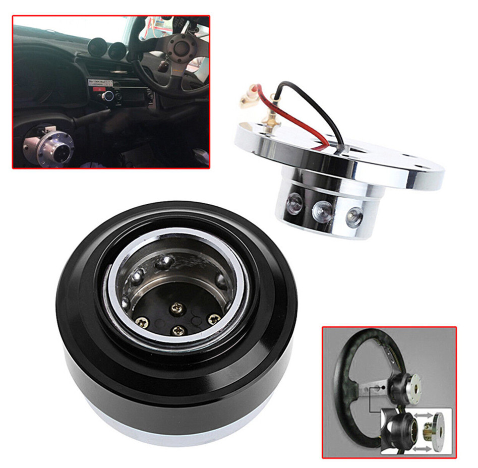 Quick Release Hub Adapter Black Car Steering Wheel Ball Snap Off Kit Universal