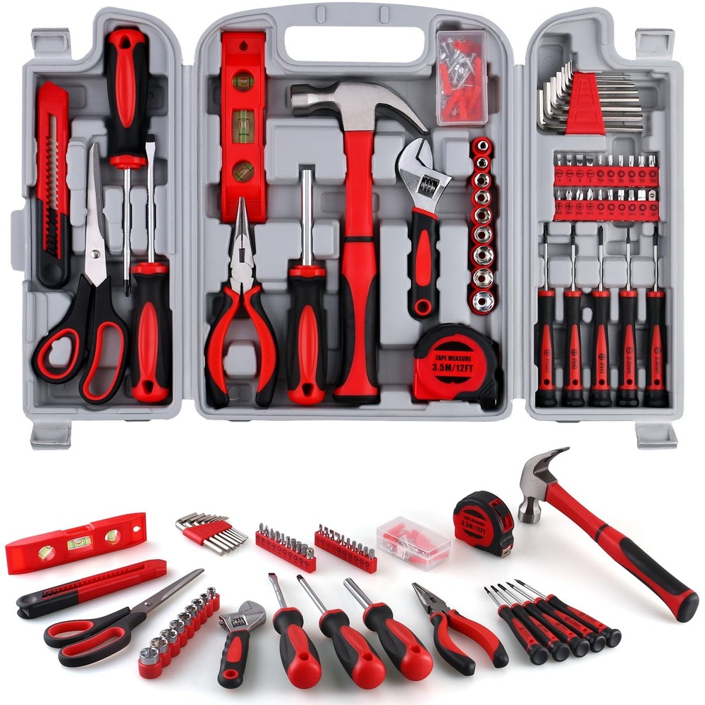 156-Piece All-Purpose Home Tool Kit in Foldable Toolbox | Essential Hand Tools S