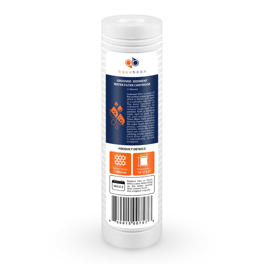 Grooved Sediment Water Filter 1 Micron 10" x 2.5" size 4 PACK by Aquaboon