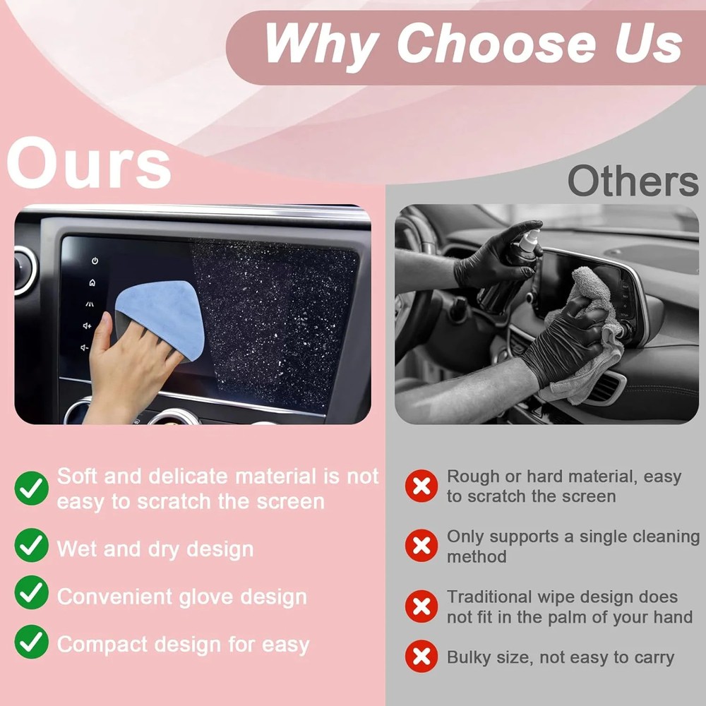 Car Screen Cleaner, 4.1''×4.1'' Microfiber Dashboard Wipes, Square Microfiber Cl