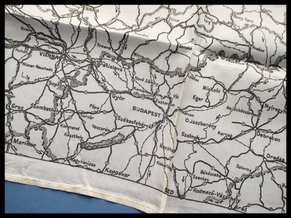 WWII RAF Pilots Early Silk Escape Evasion Map Germany SOE