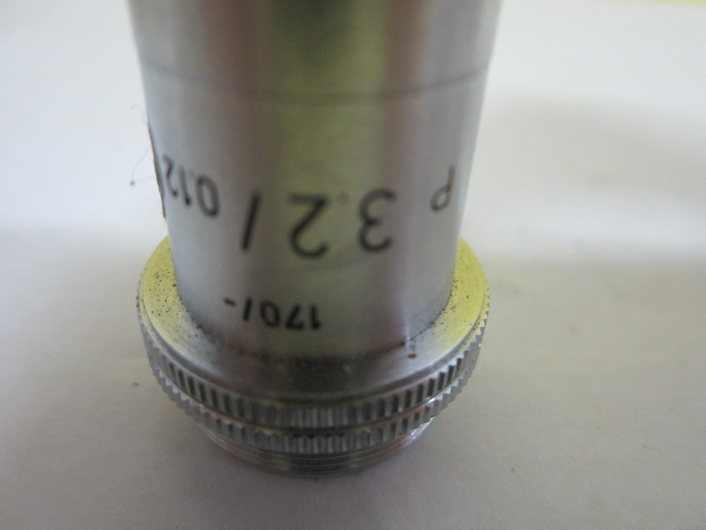 MICROSCOPE PART OBJECTIVE LEITZ GERMANY 3.2X P OPTICS BIN#U1-42