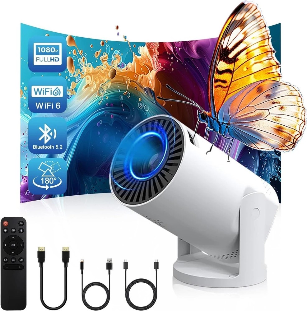 Wireless Mini Projector with WIFI 6 and Bluetooth, 4K 1080P Support Portable ...