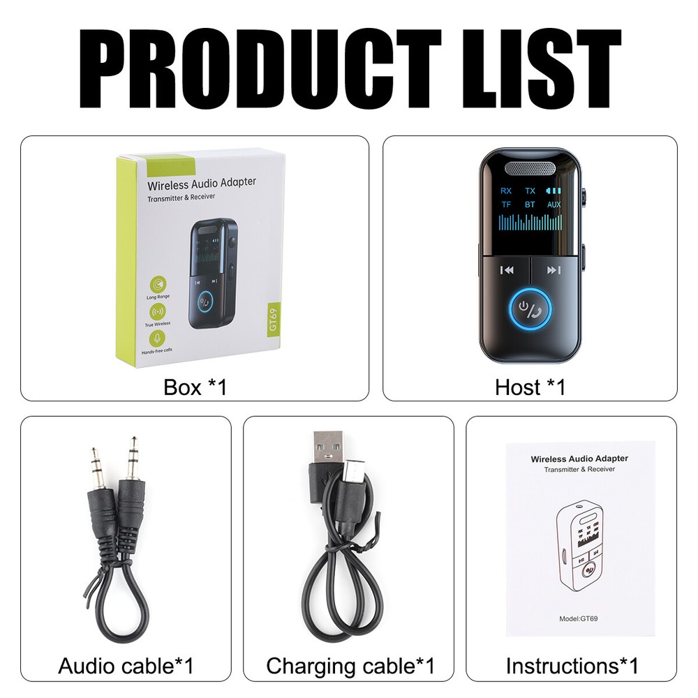 Type-C 4in1 Bluetooth Audio Adapter Wireless Receiver Transmitter MP3 Player USA