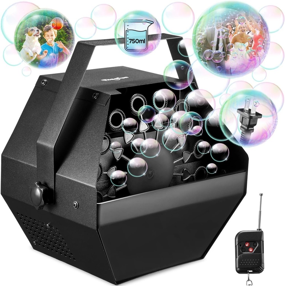 Bubble Machine: Remote Control 750ML Metal Bubble Blower Machine with High Ou...