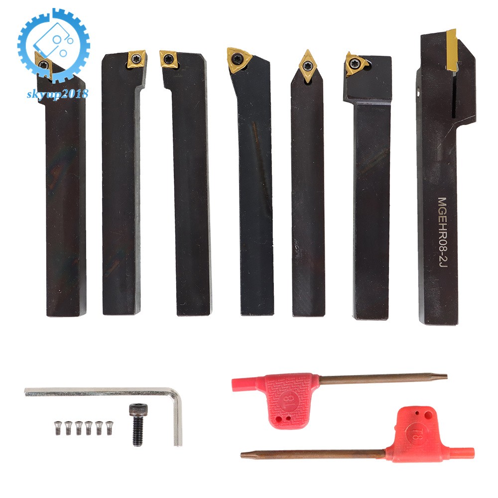 1/2" Lathe Turning Tools+Indexable Carbide Inserts 7Pcs With Storage Box New