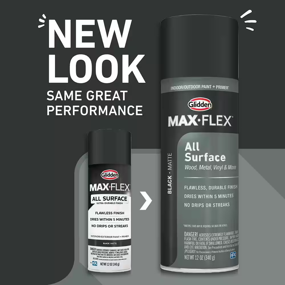 GLIDDEN MAX FLEX Matte Black Interior/Exterior All Surface Spray Paint - 12 oz.