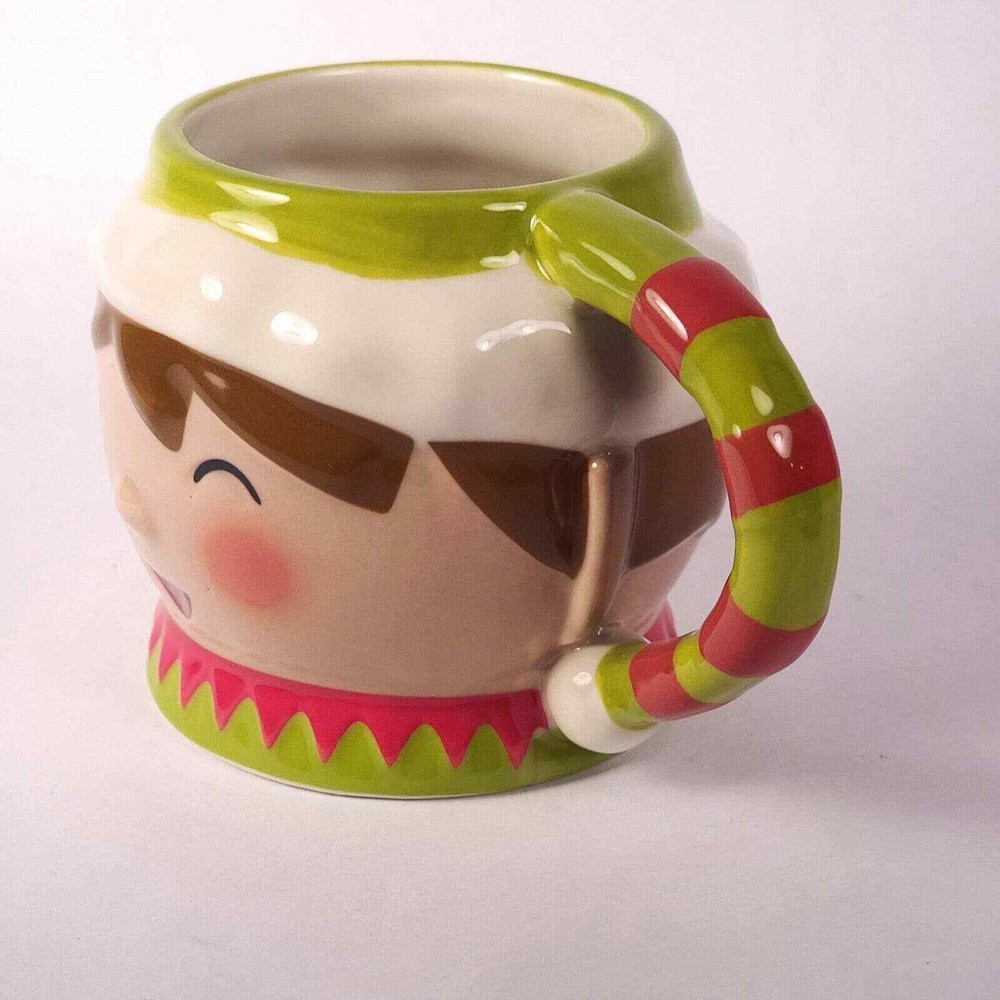 2 Threshold Stoneware Coffee Mugs 12 oz ELF 3D Hot Chocolate Cups Target Decor