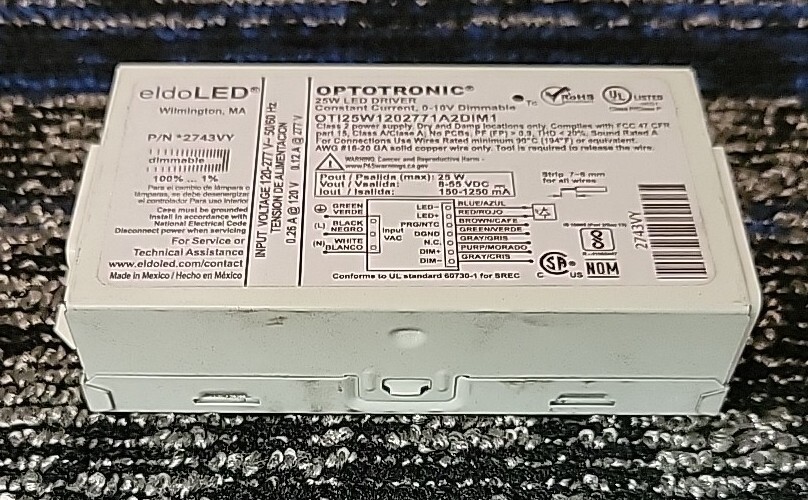 eldoLED 2743VY OPTOTRONIC 25W Constant Current 0-10V Dimmable LED Driver NEW