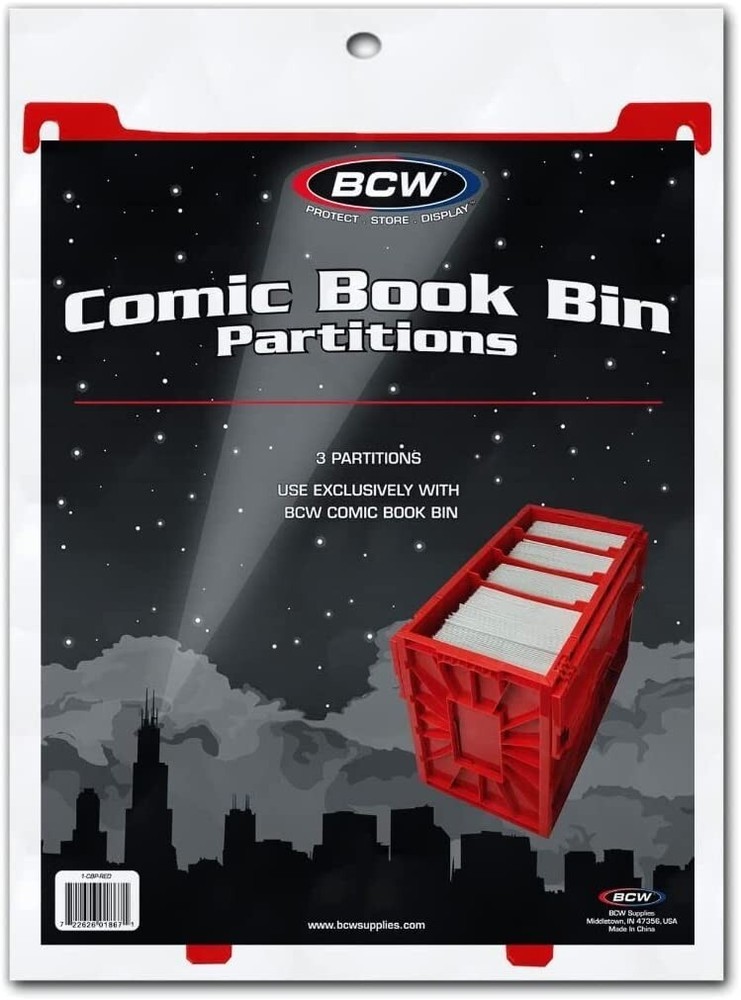 BCW RED Short or Long Comic Book Bin Partitions 3 Regular Dividers Not Graded
