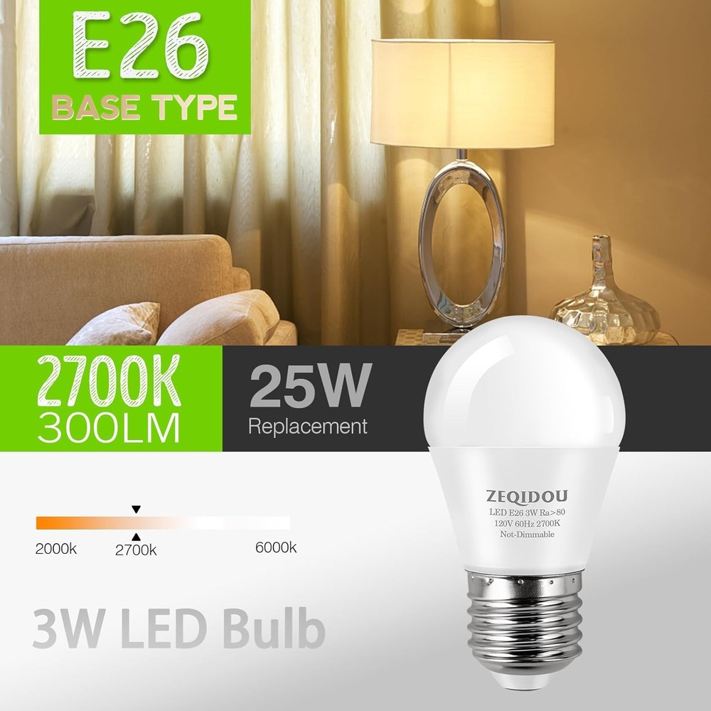 25 Watt Light Bulbs Equivalent, 3W LED Soft White Warm 3w Pack-4