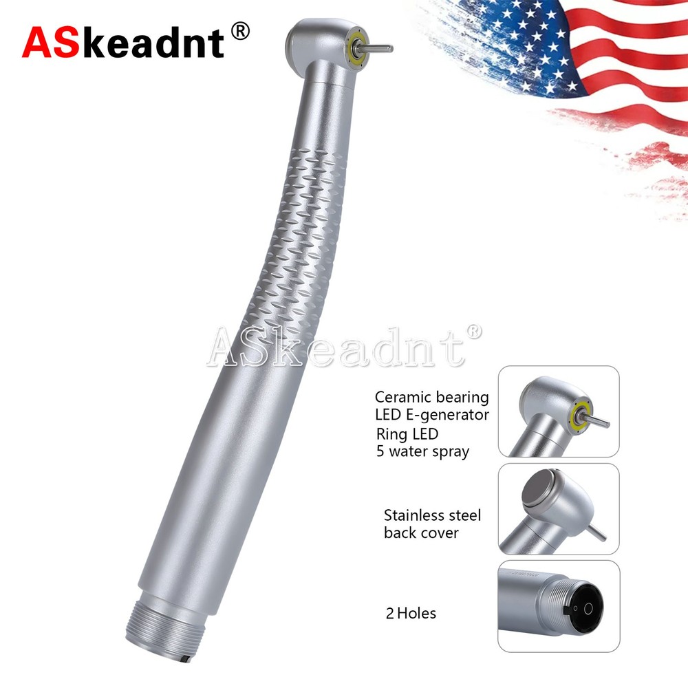 Fiber Optic LED E-generator Shadowless Ring Handpiece Ceramic Bearing 2Holes USA