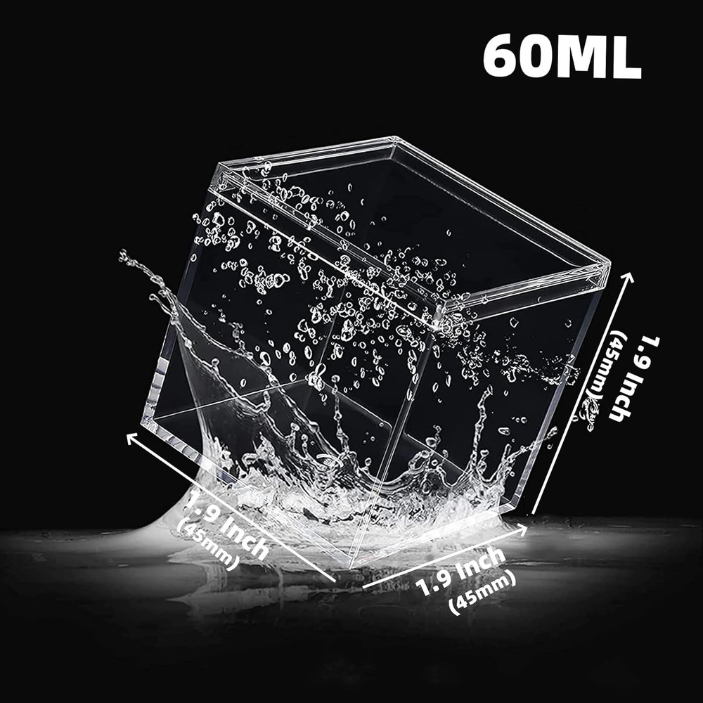 Small Acrylic Box Clear Display Case Plastic Square Cube 2 Packs Candy Box wi...