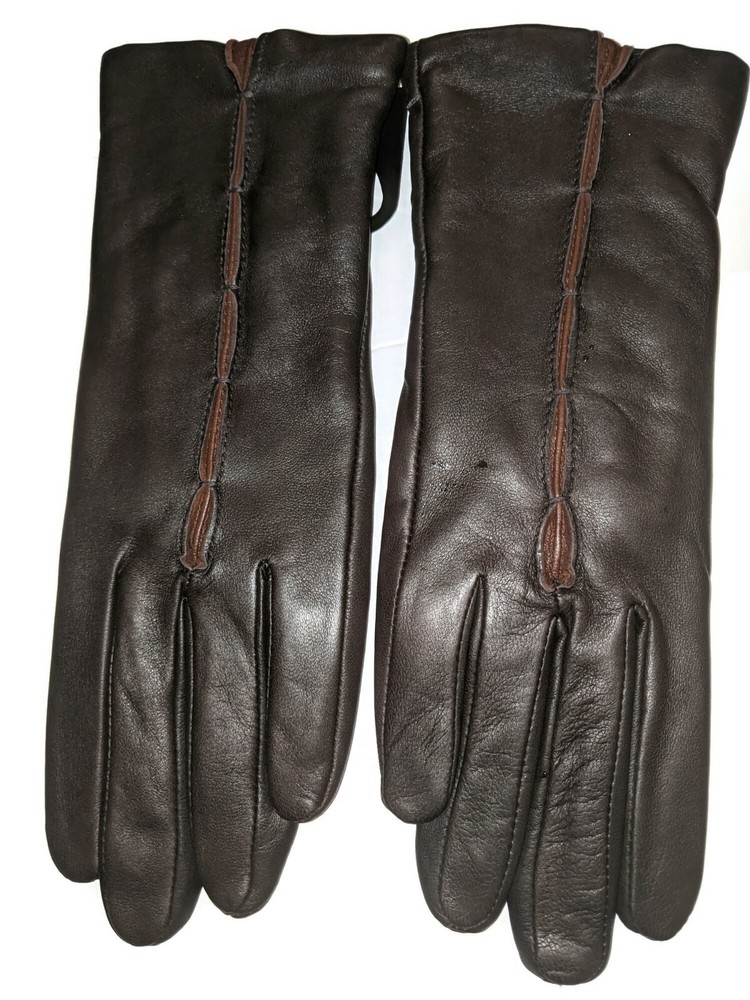 Women's Genuine Leather Gloves, Medium, Brown/Cognac