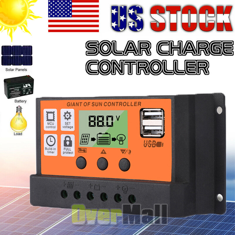 100A AMP MPPT Solar Panel Regulator Charge Controller 12V/24V 1000W/2000W LCD US
