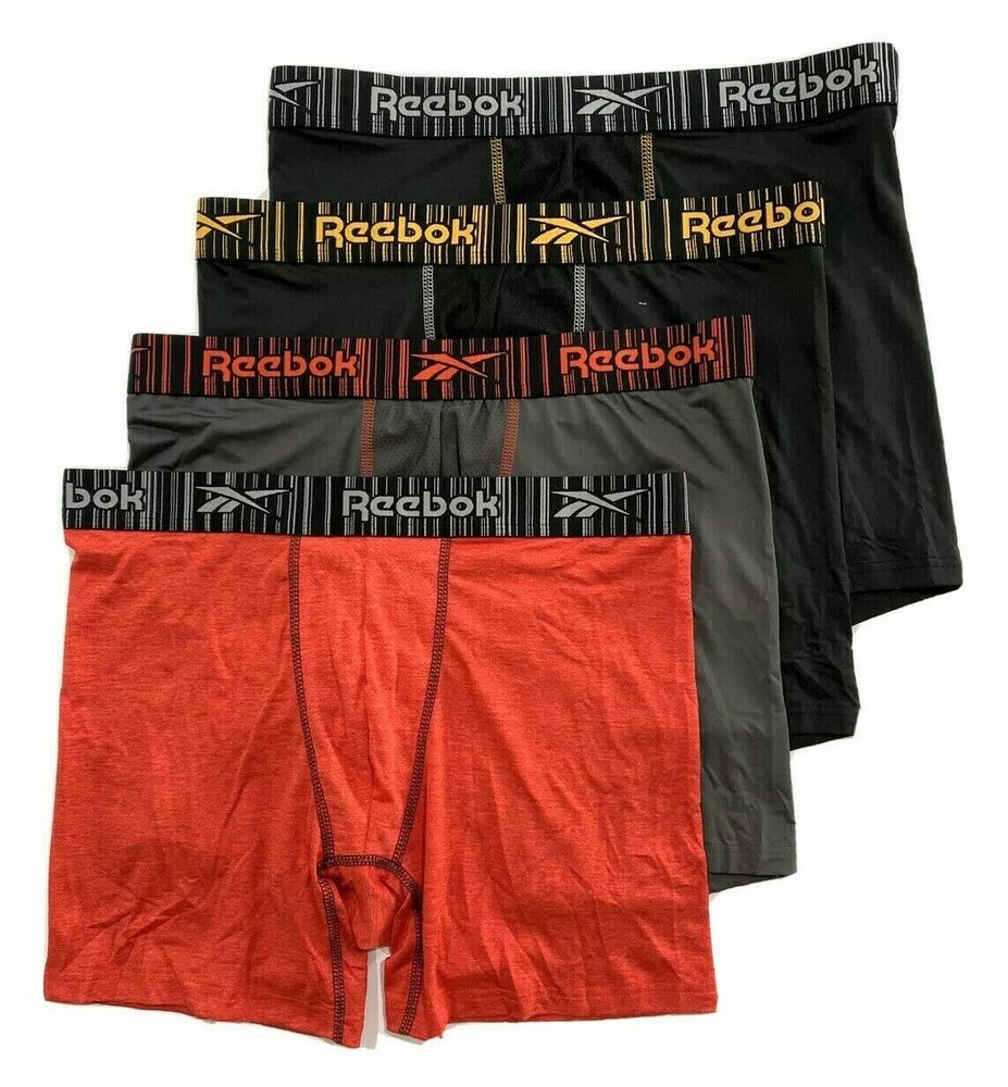 4 Pack REEBOK Men Boxer Briefs PERFORMANCE RED BLACK MEDIUM LARGE XLARGE XL $32