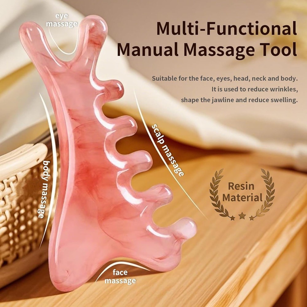 Multi-Functional Manual Massage Tool, Suitable for The Face, Eyes, Head Red