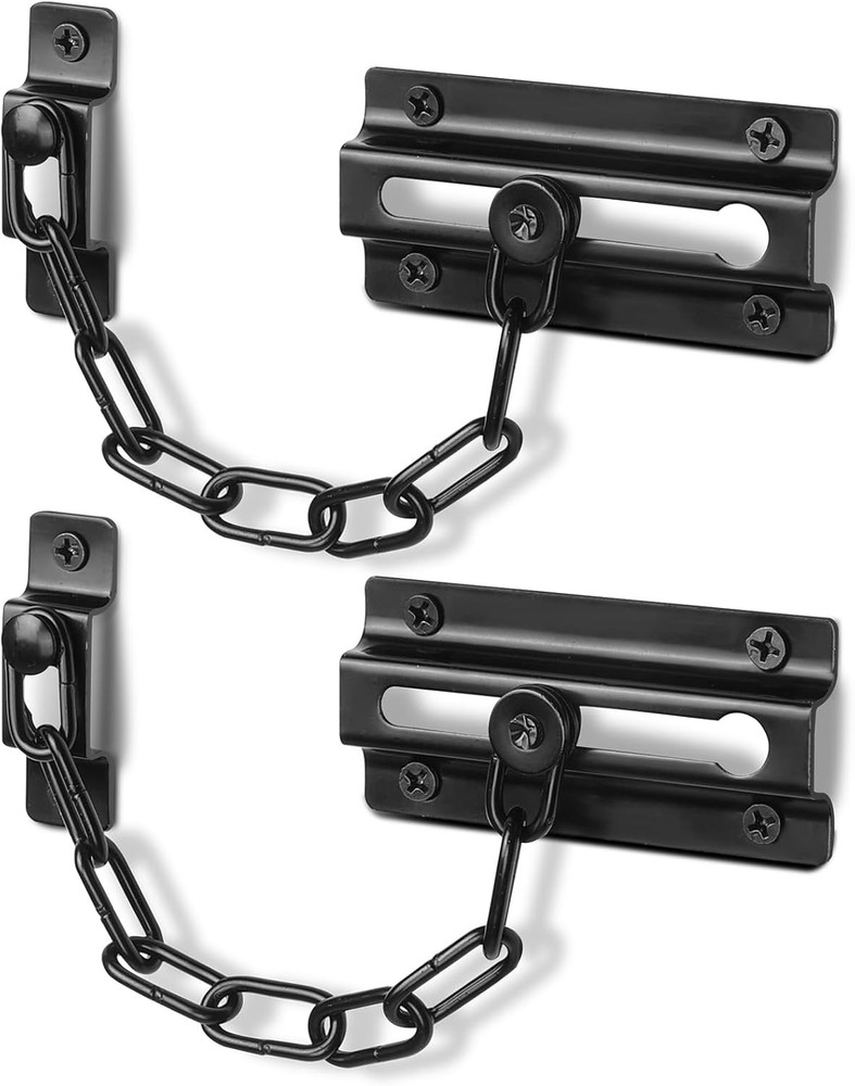 2 Pack Door Chain Lock Black, Security for Inside Door, Premium...