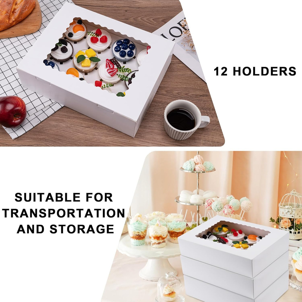6PCS Cupcake Boxes - Hold 12 Count Cupcake Containers with Window