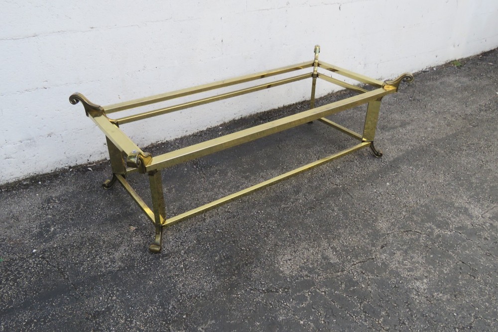 Hollywood Regency Brass Finish Rectangle Coffee Table 5763