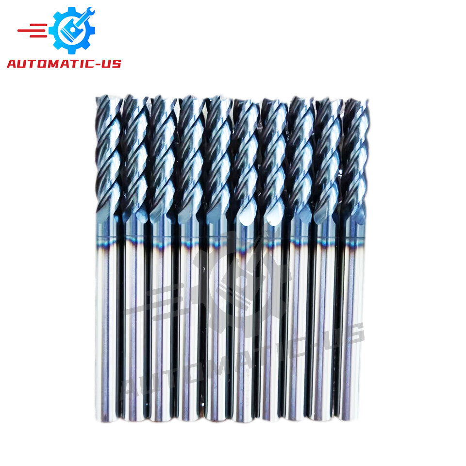 10Pcs 4 Flute Variable Helix Solid Carbide 1/4" x 1" x 3" End Mill -AlTiN Coated