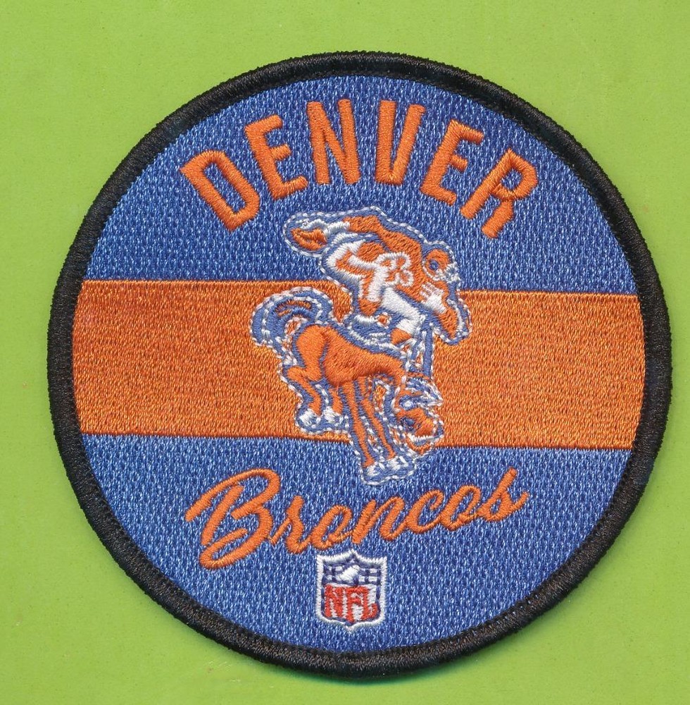 3-1/2" Circular Embroidered Iron On Retro Patch - Denver Broncos