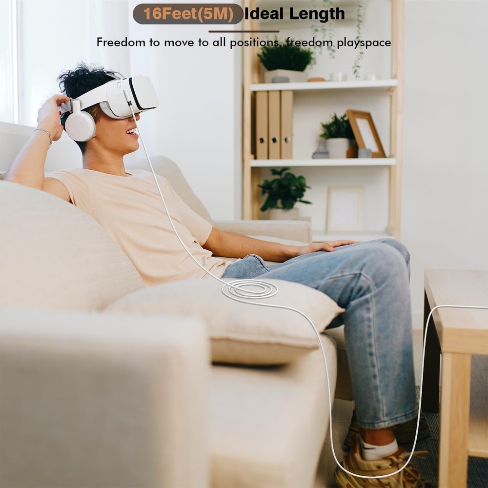 VR Charging Link Cable 16FT Compatible with Meta Quest 3S/Quest 3/Oculus