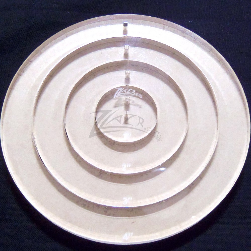 Acrylic 1,2,3+4"x1/4 THICK Circle Template Plastic Nested Stencil Quilting Clear