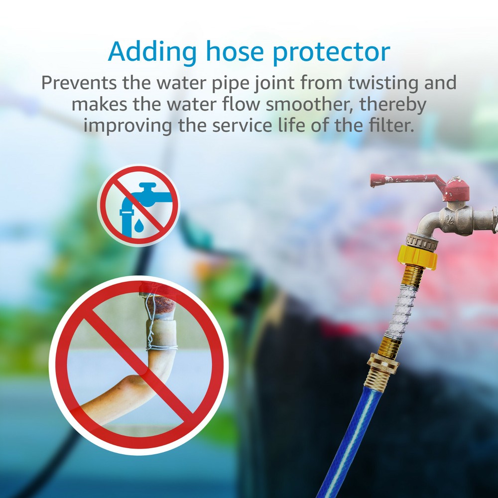 Inline Water Filter for Car Washing Yard Cleaning 1 Pack with Hose Protector