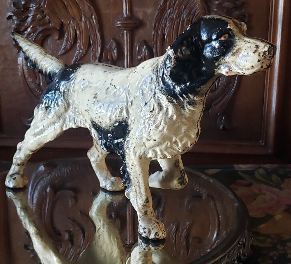 ANTIQUE POINTER HUNTING GUN BIRD DOG DOORSTOP CAST IRON. Nice !