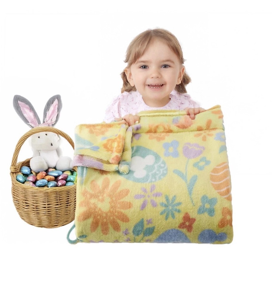 The Big One Plush Throw Blanket Mickey Minnie Easter Eggs 60 x 72 Oversized