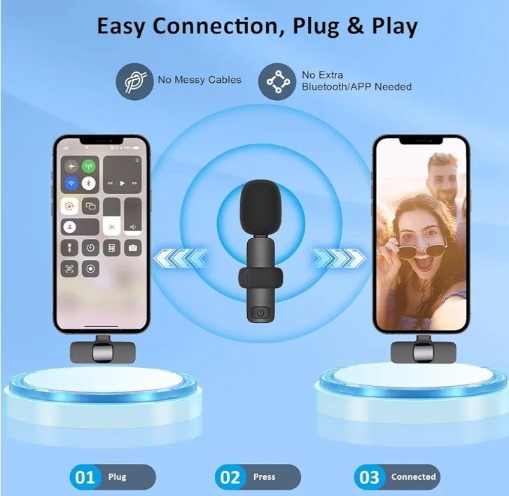 MAYBESTA Wireless Lavalier Lapel Microphone for iPhone Android (SET OF 2)