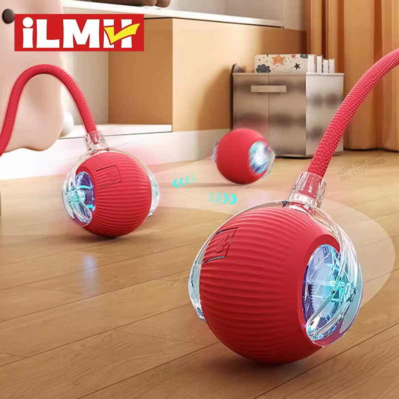 Cat Interactive Ball Toy, Automatic Rolling Ball with Tail, Rechargeable Smart